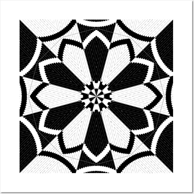 Black and White Floral Fractal Wall Art by AcidArt10